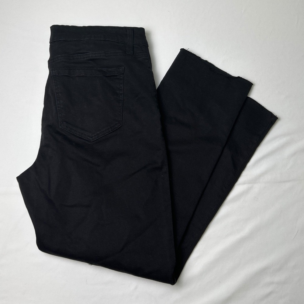 Buffalo Womens Jayme Mid-Rise Straight Leg Distressed Jeans Size 12/32 Black